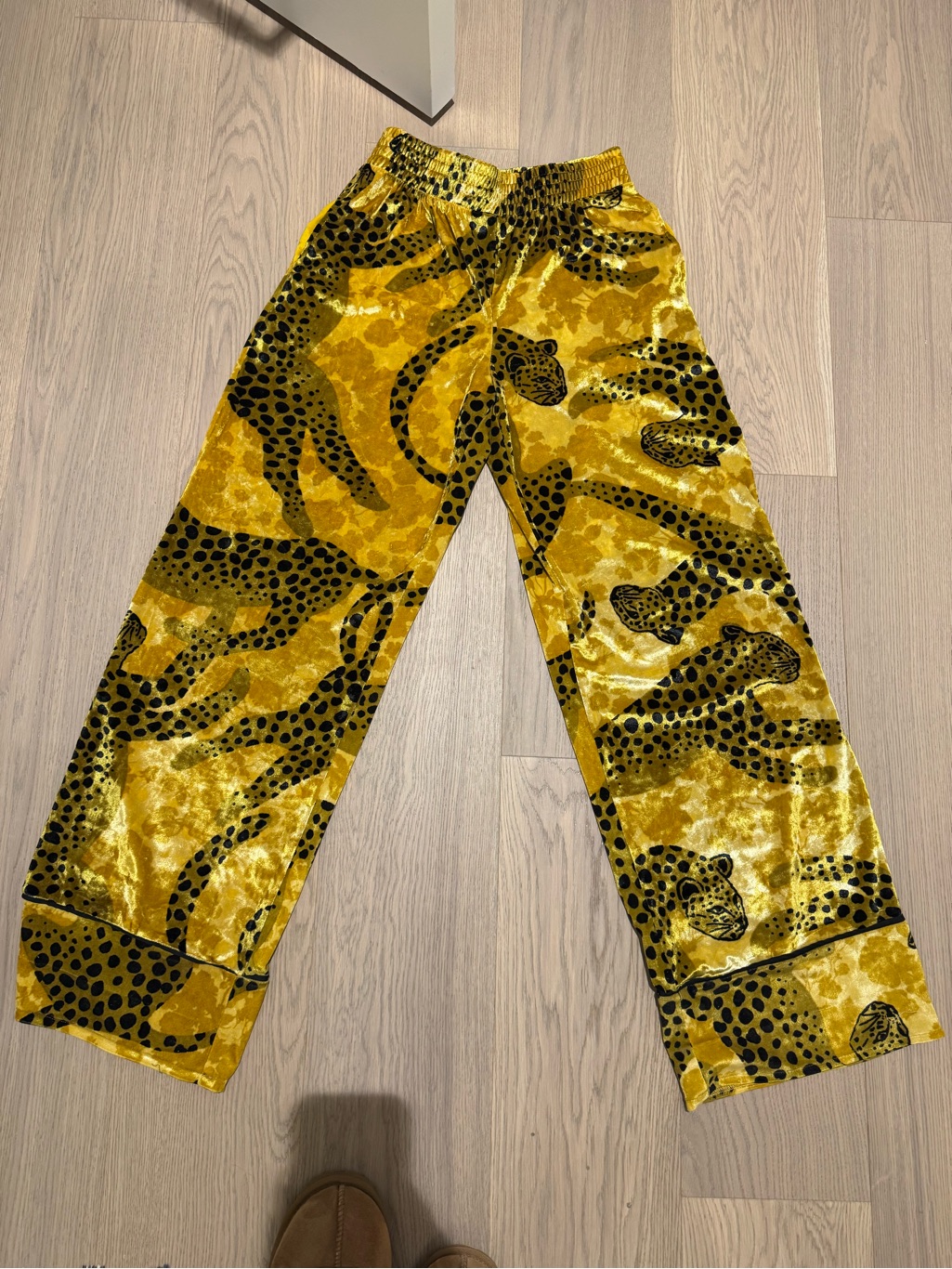 Gold Velvet Leopard Print Lounge Pants